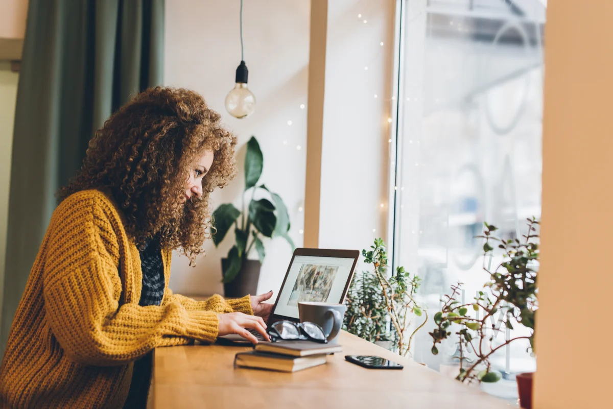 Young woman working on a laptop