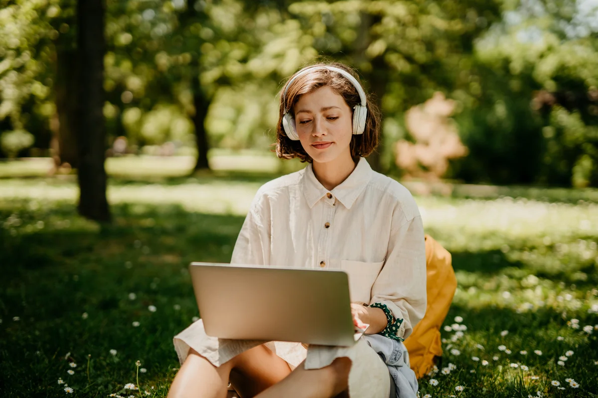 woman working in park