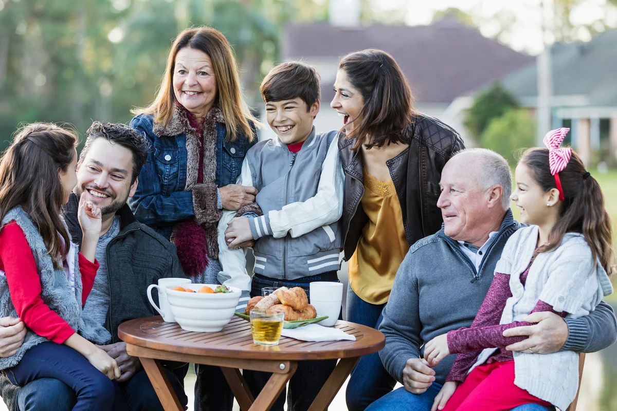 Three generation family having picnic