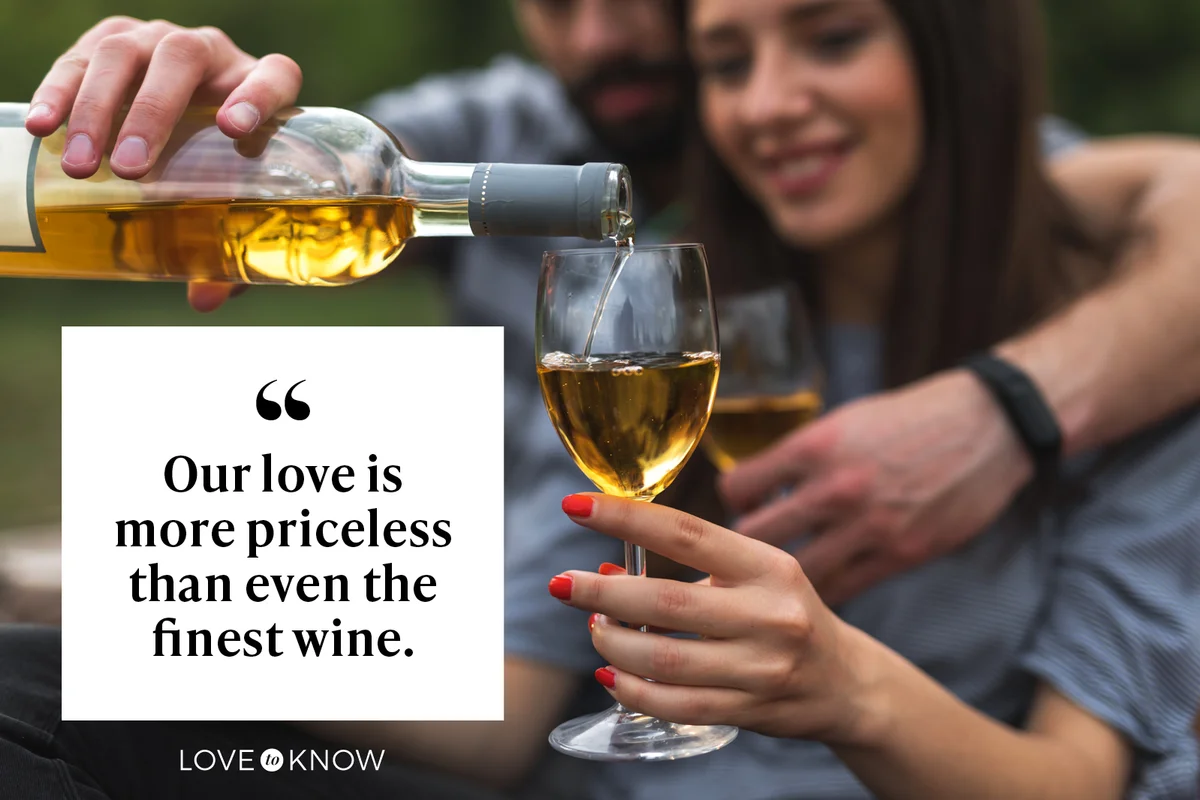Couple drinking wine outdoors