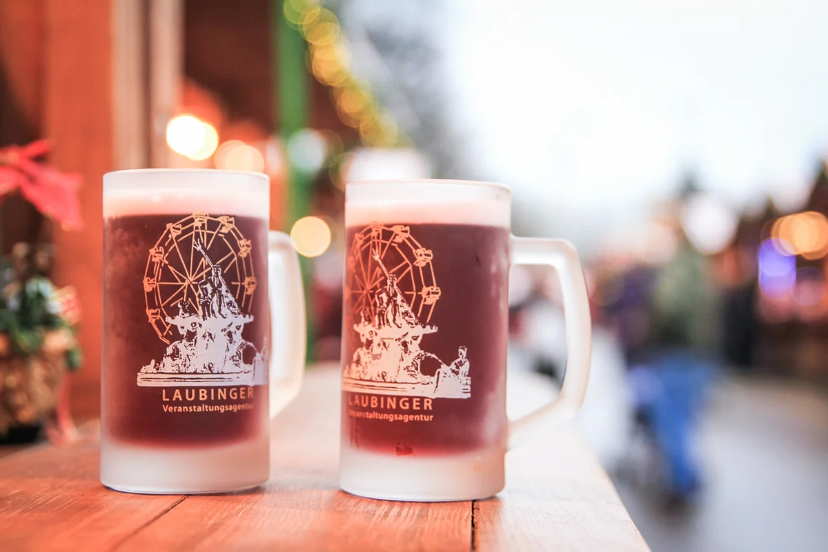 Glühwein cups at the Berlin Christmas Market in Berlin