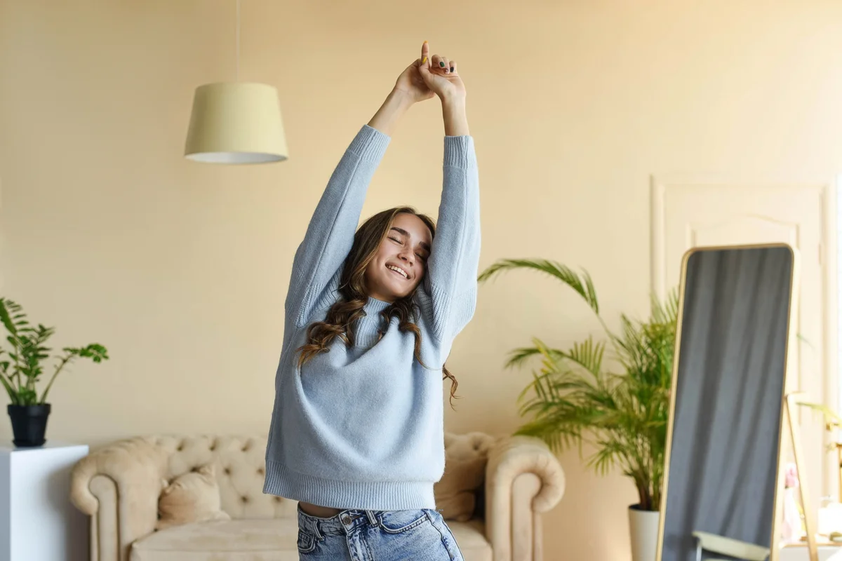 Woman stretching in the morning