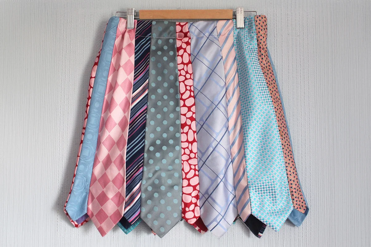 Upcycled Silk Tie Ties Skirt Elasticated Vintage Hippy Hippie