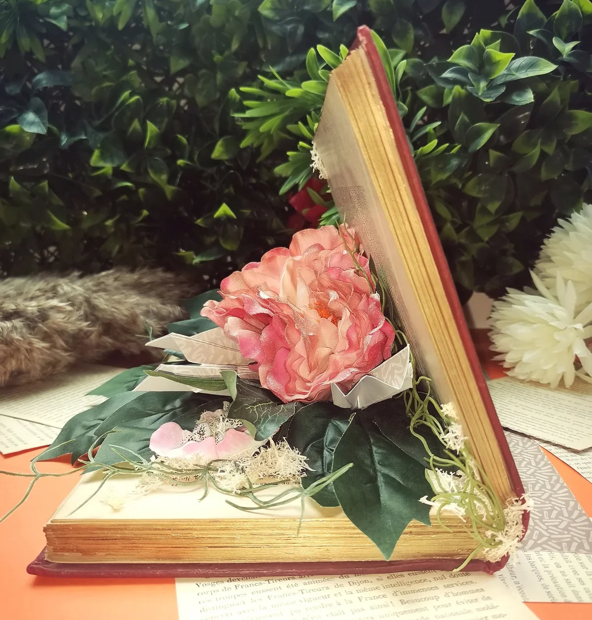 Enchanted book pink flower decoration