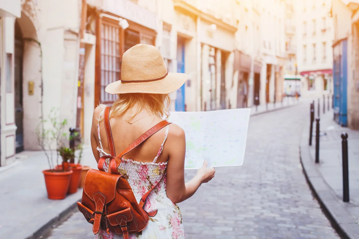 Tourist looking at the map