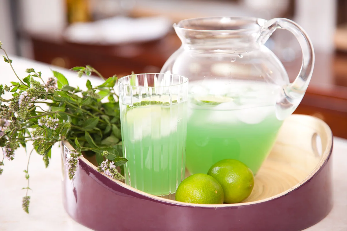 midori lemon juice and fresh peppermint