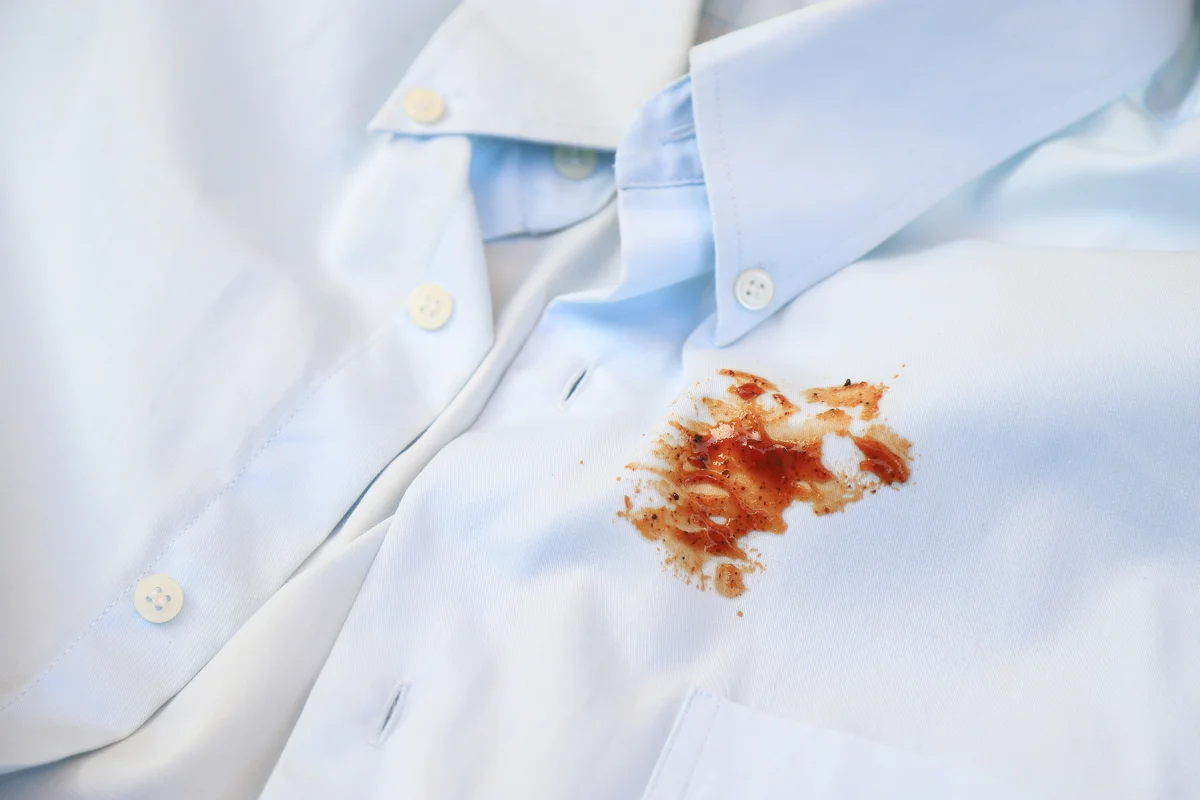 Dirty barbeque sauce stain on shirt