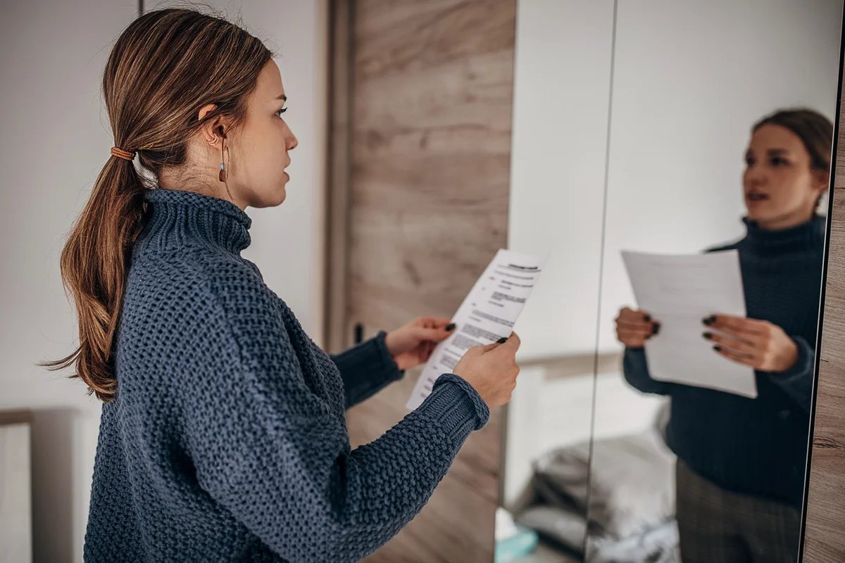 Woman rehearsing speech