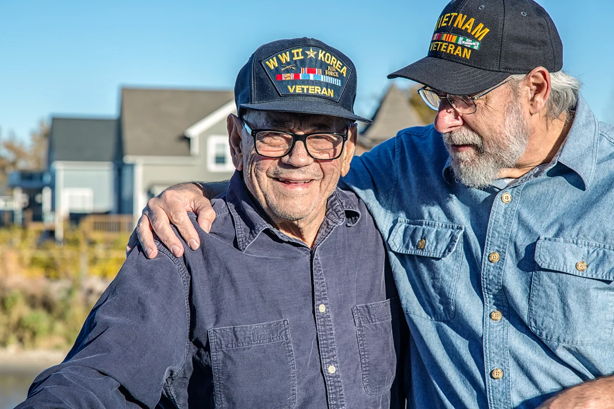Two Generation USA Military War Veteran Senior Family Men