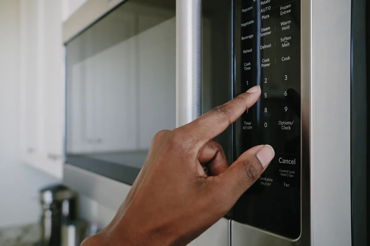 turning on a microwave