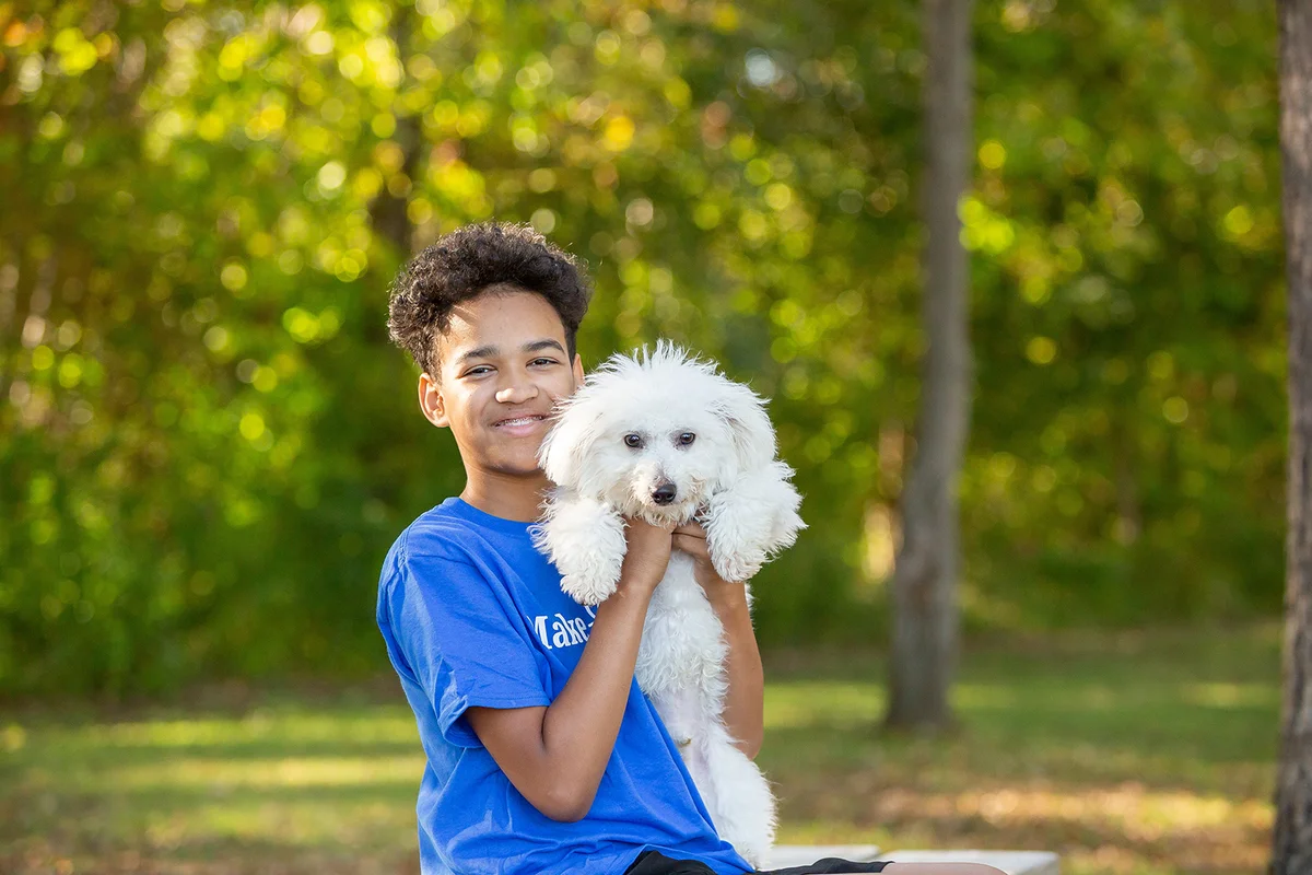 Picture of Boy and Dog Make-A-Wish sign