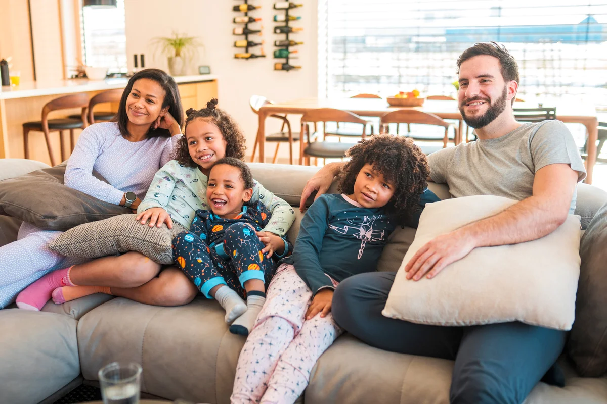 Family Enjoys Pajama Day