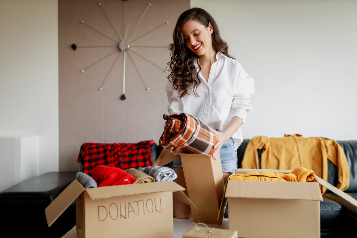 person decluttering