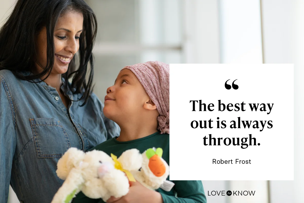Mother comforts daughter with cancer