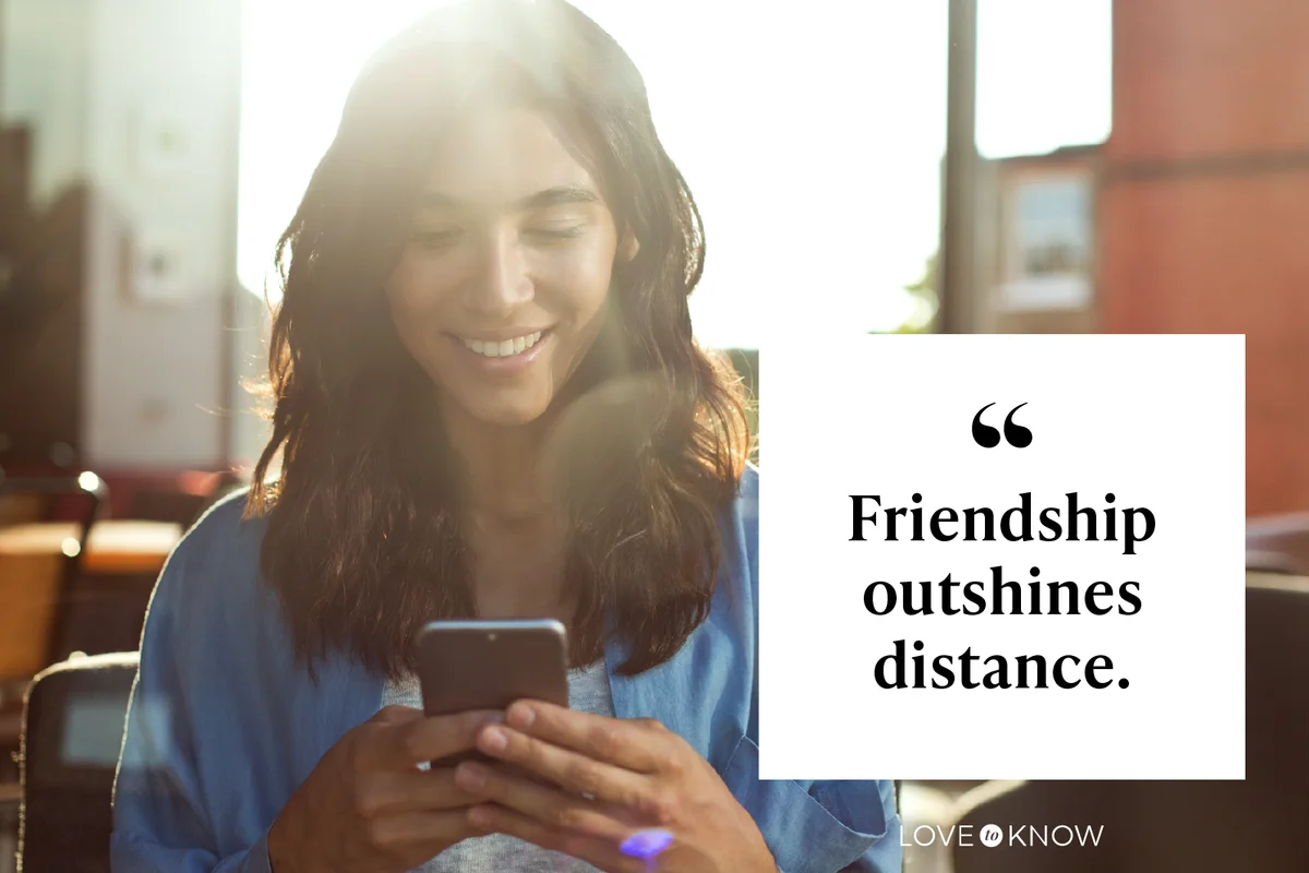 woman texting long distance friend