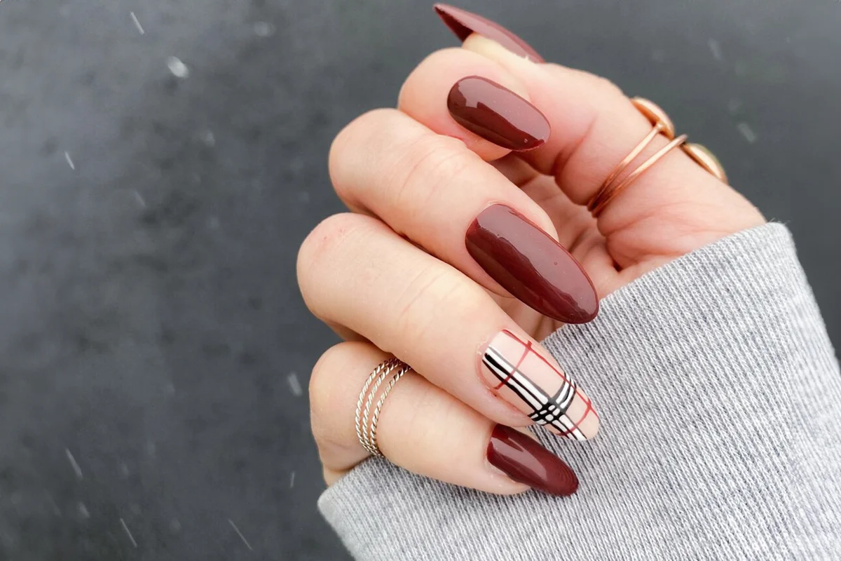 Plaid Fall - Press On Nail Set