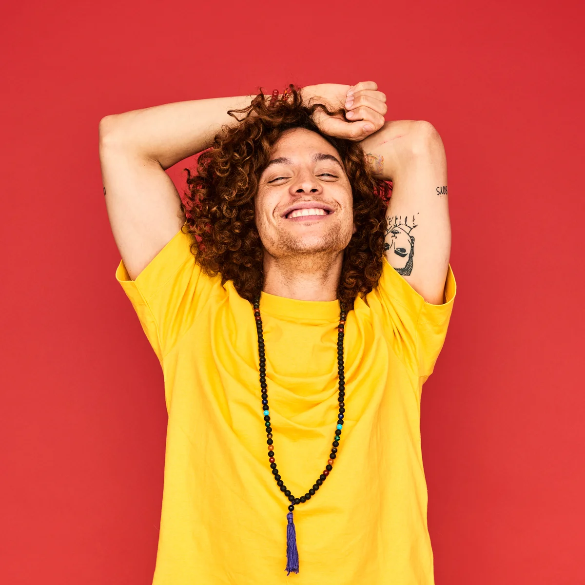 Colourful studio portrait of a young man