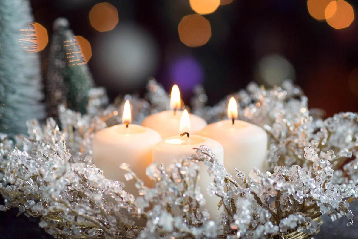 Four lit candles for Advent
