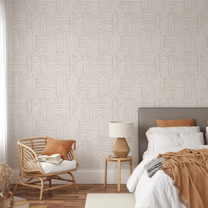 Peel and Stick Wallpaper Boho Custom Wallpaper Beige