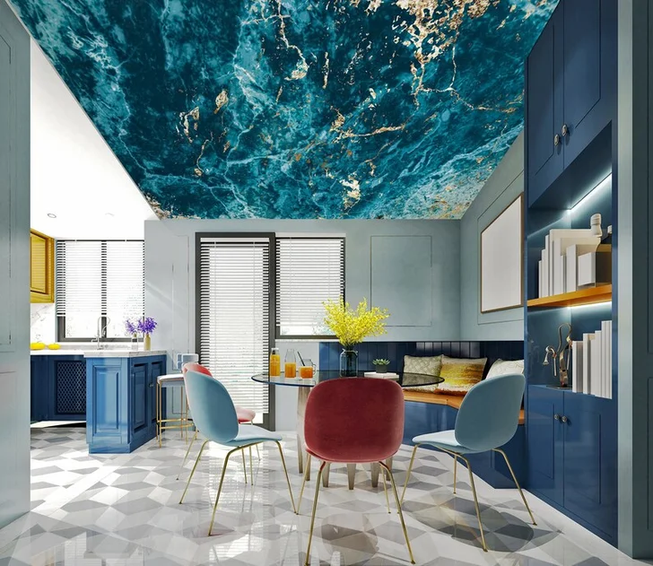 3D Textured Aesthetics Ceiling Wallpaper