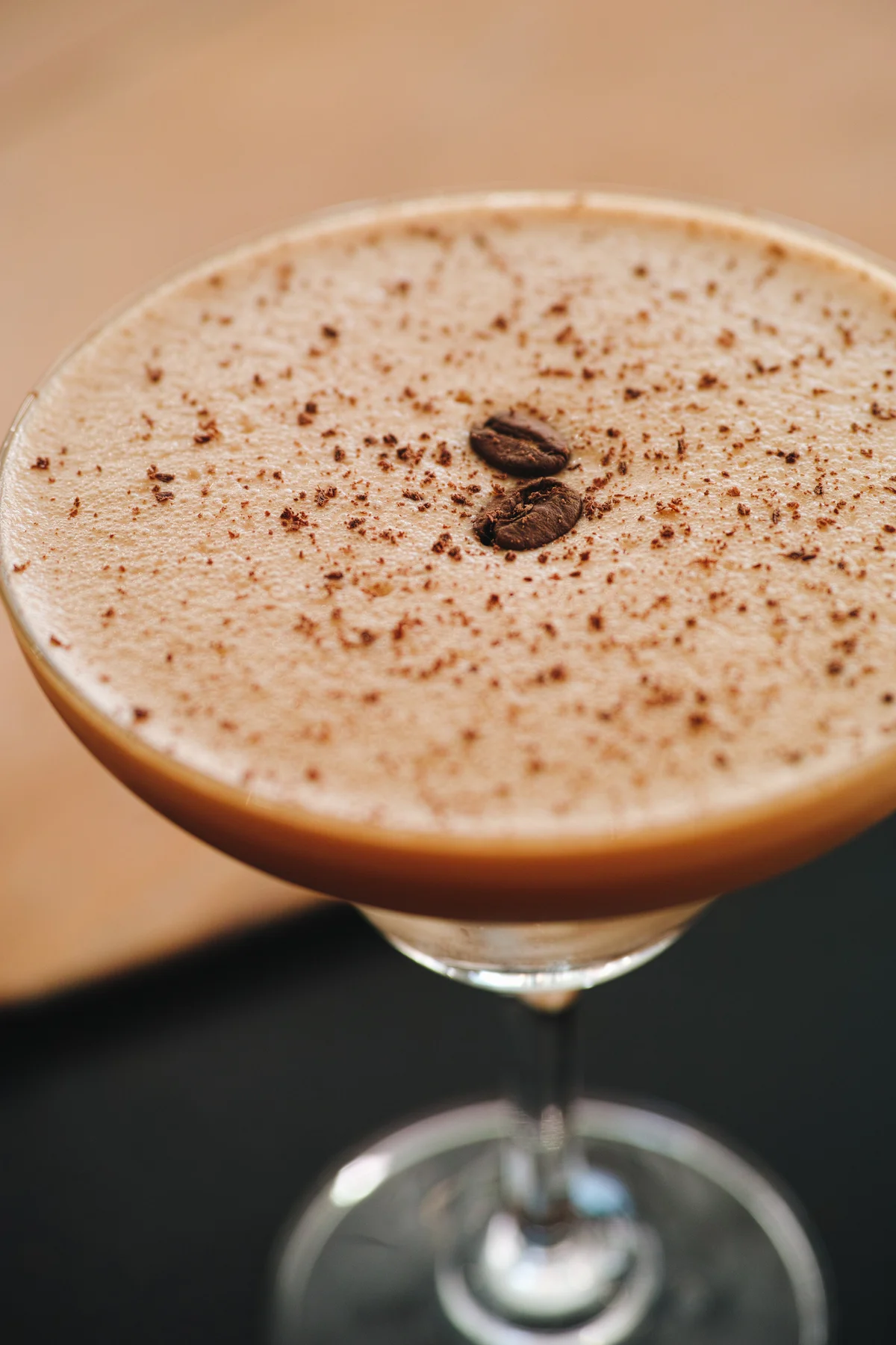 Close-up of chocolate martini on table