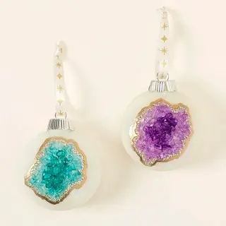 faux geode Christmas ornaments