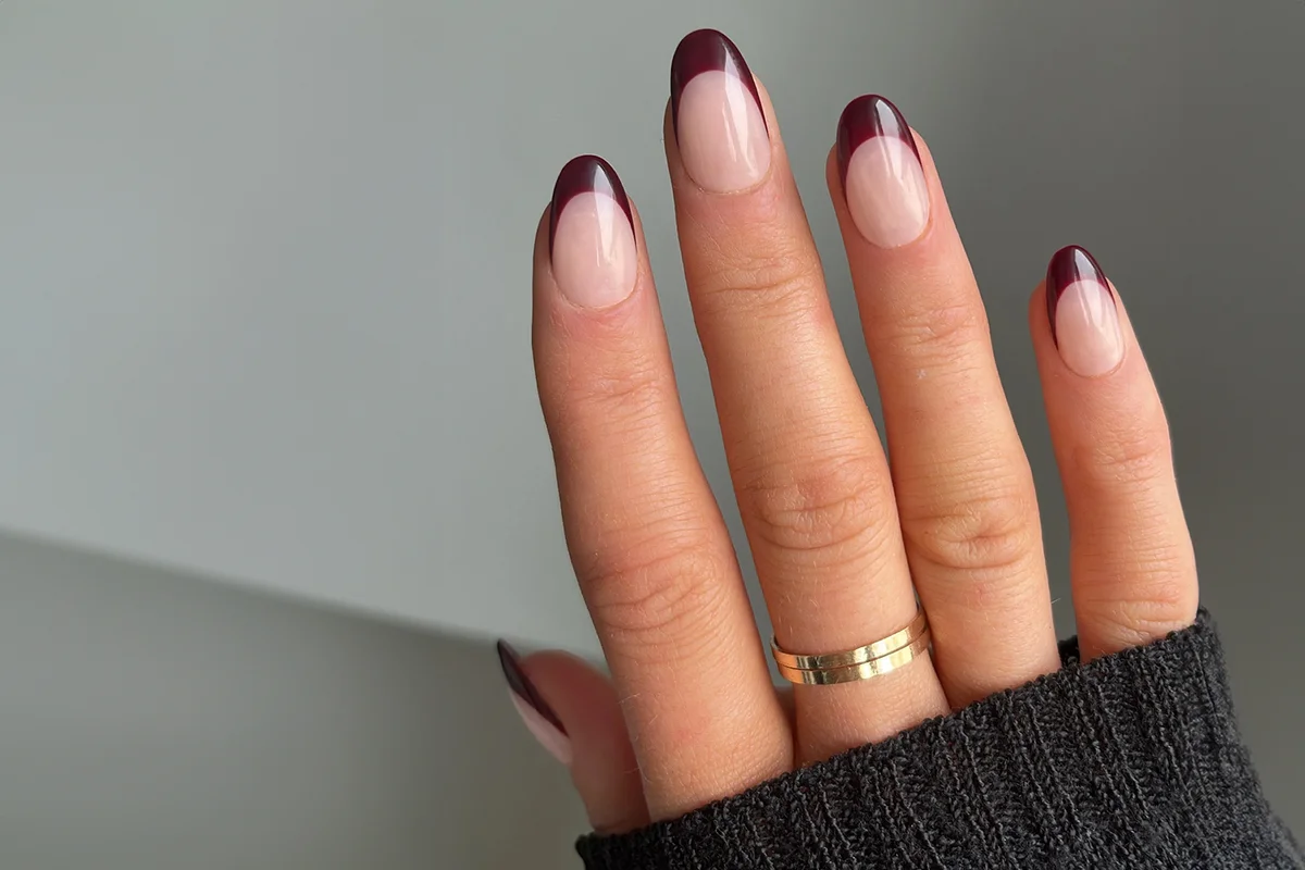 Burgundy French Custom Press On Nails