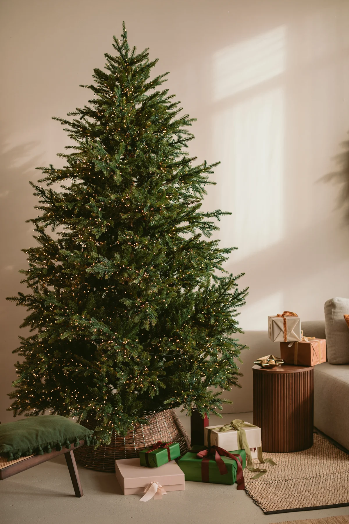 Christmas tree in basket