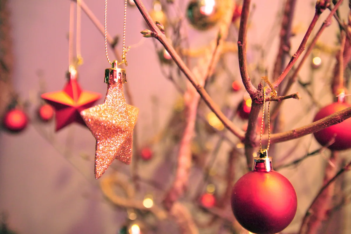 Christmas tree decoration on a branch
