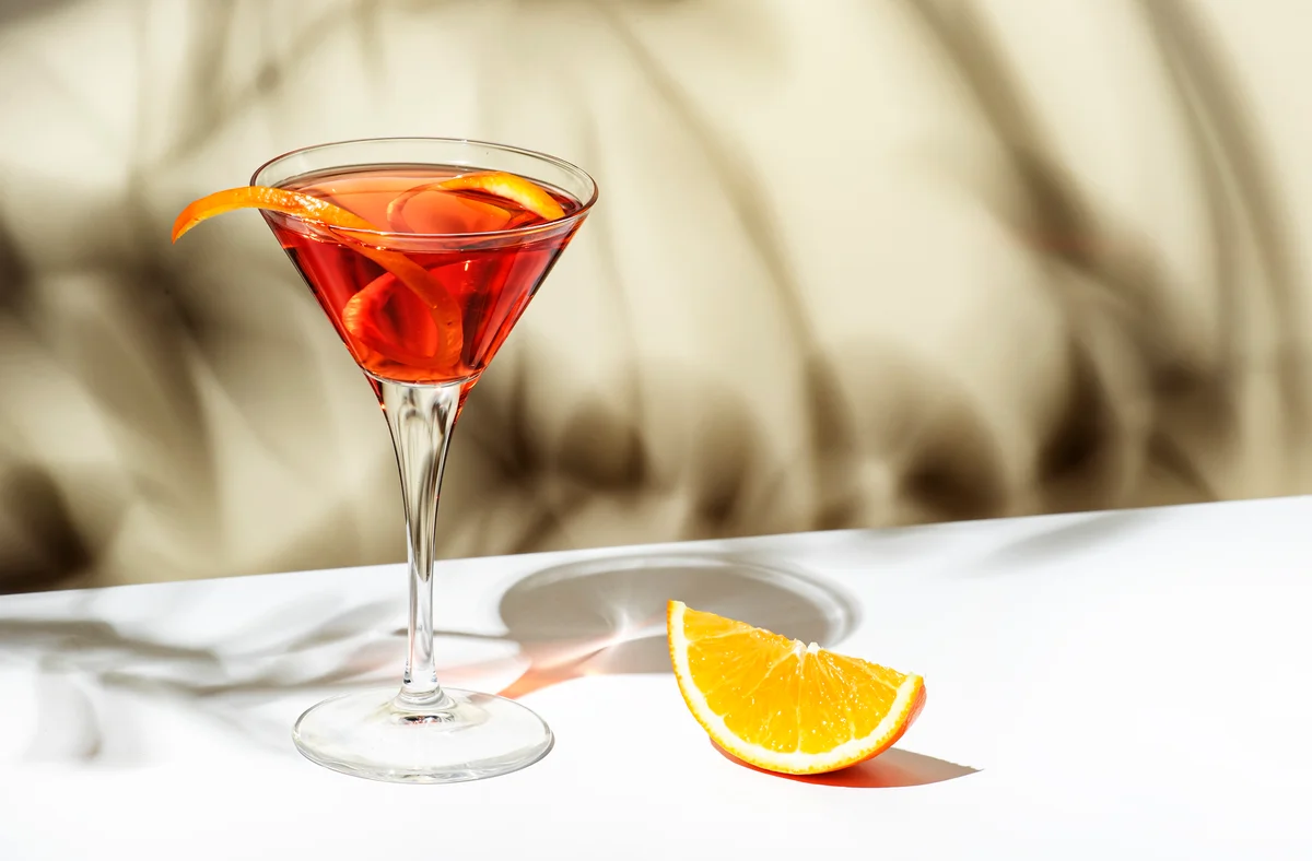 Martinez alcoholic cocktail drink with red vermouth