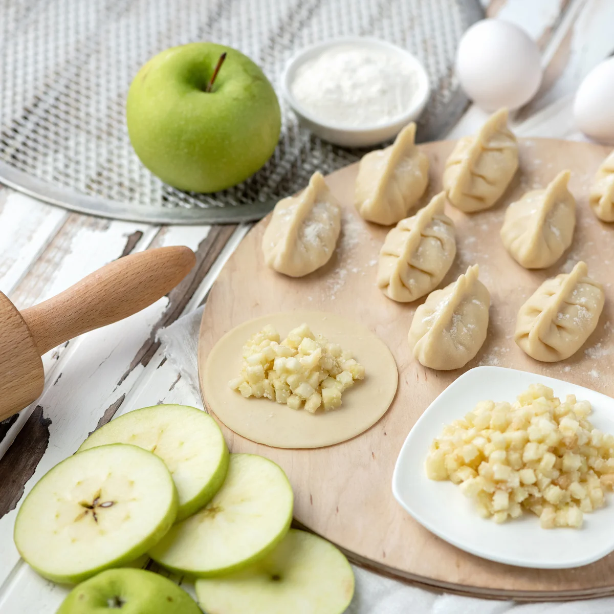 apple dumplings on table