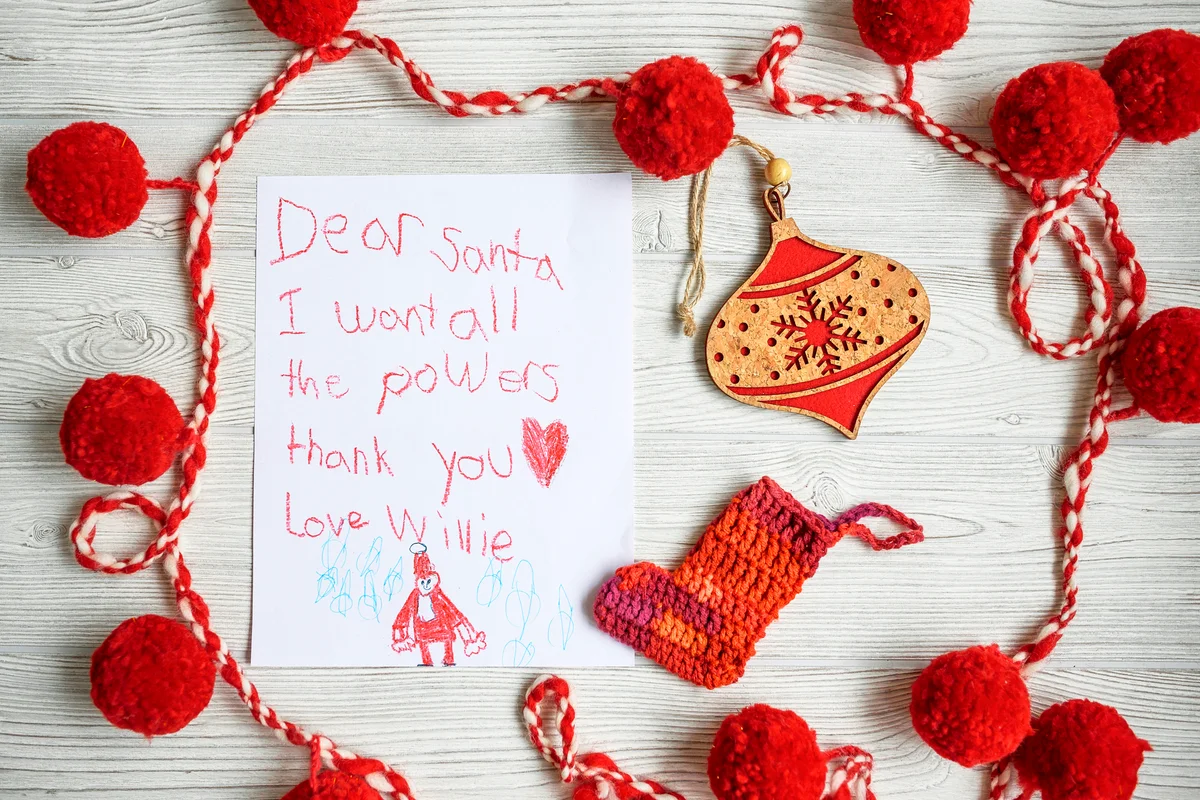 A letter to Santa asking for superhero powers