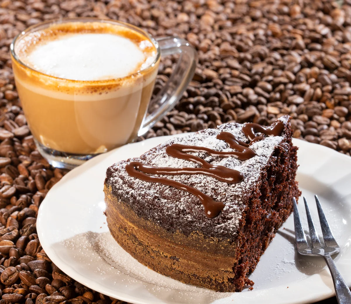 Chocolate cake and Irish coffee