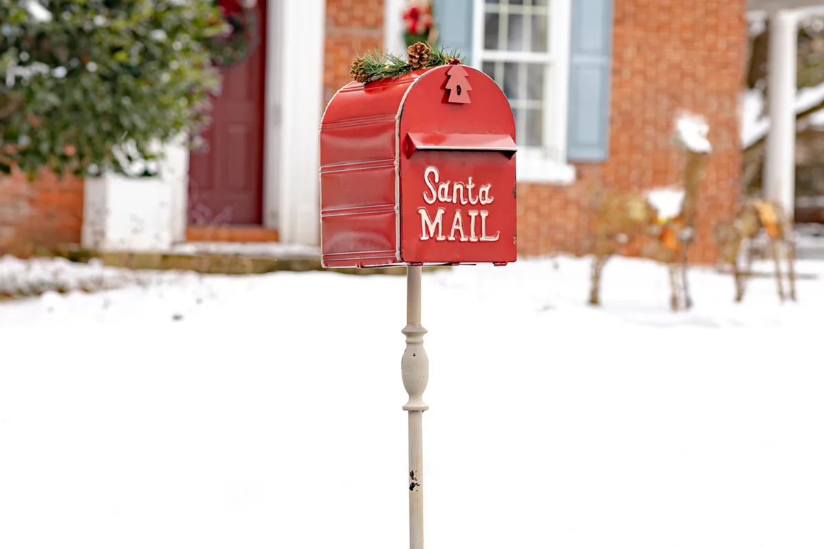 Standing Santa's Mail Christmas Mailbox Red