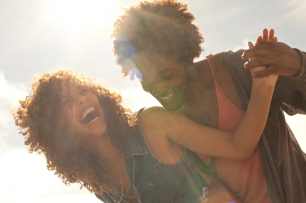 couple laughing together