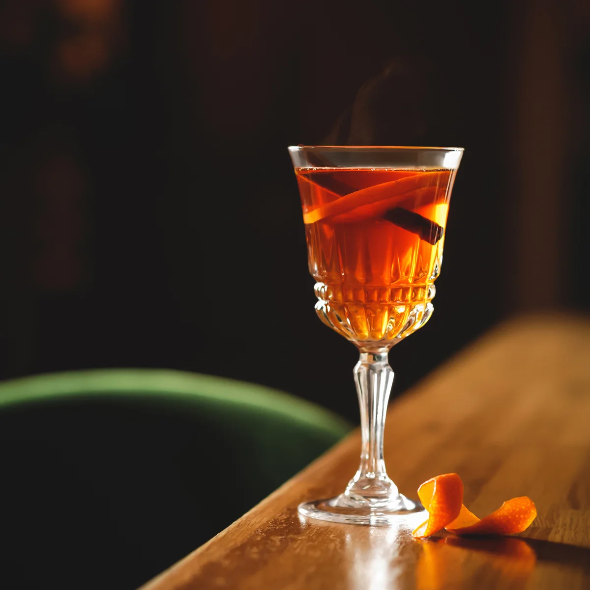 cocktail in stemmed glass