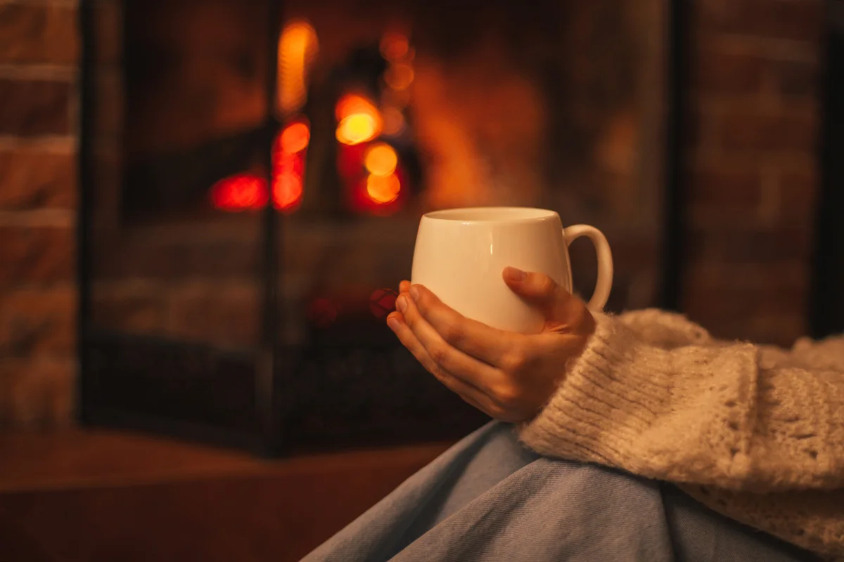 warm drink by the fire