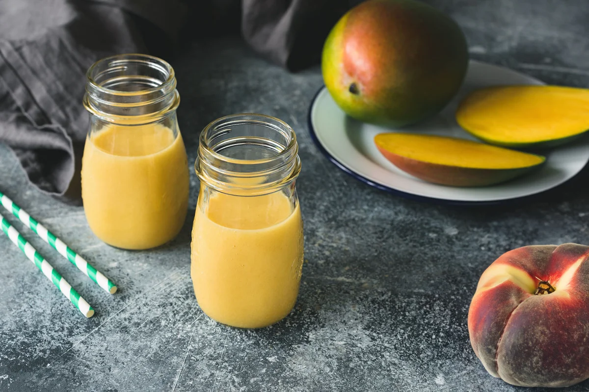 Mango smoothie in bottle