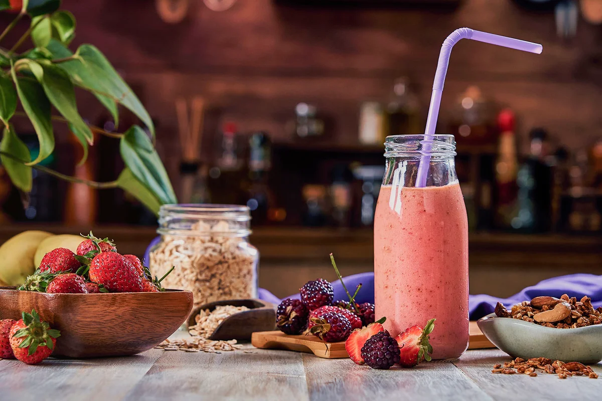 Banana and strawberry smoothie