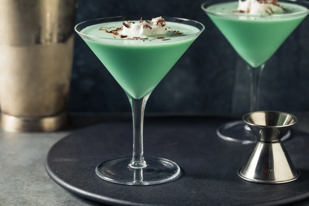 Boozy Frozen Mint Chocolate Chip Martini with Whipped Cream