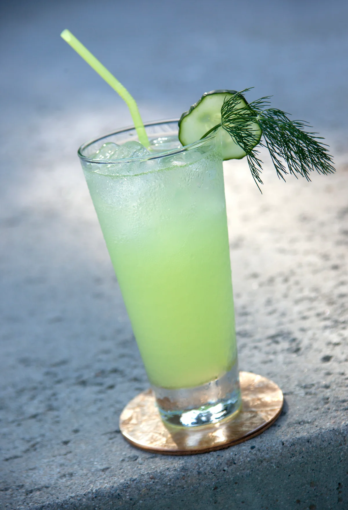Cucumber and dill cocktail outside