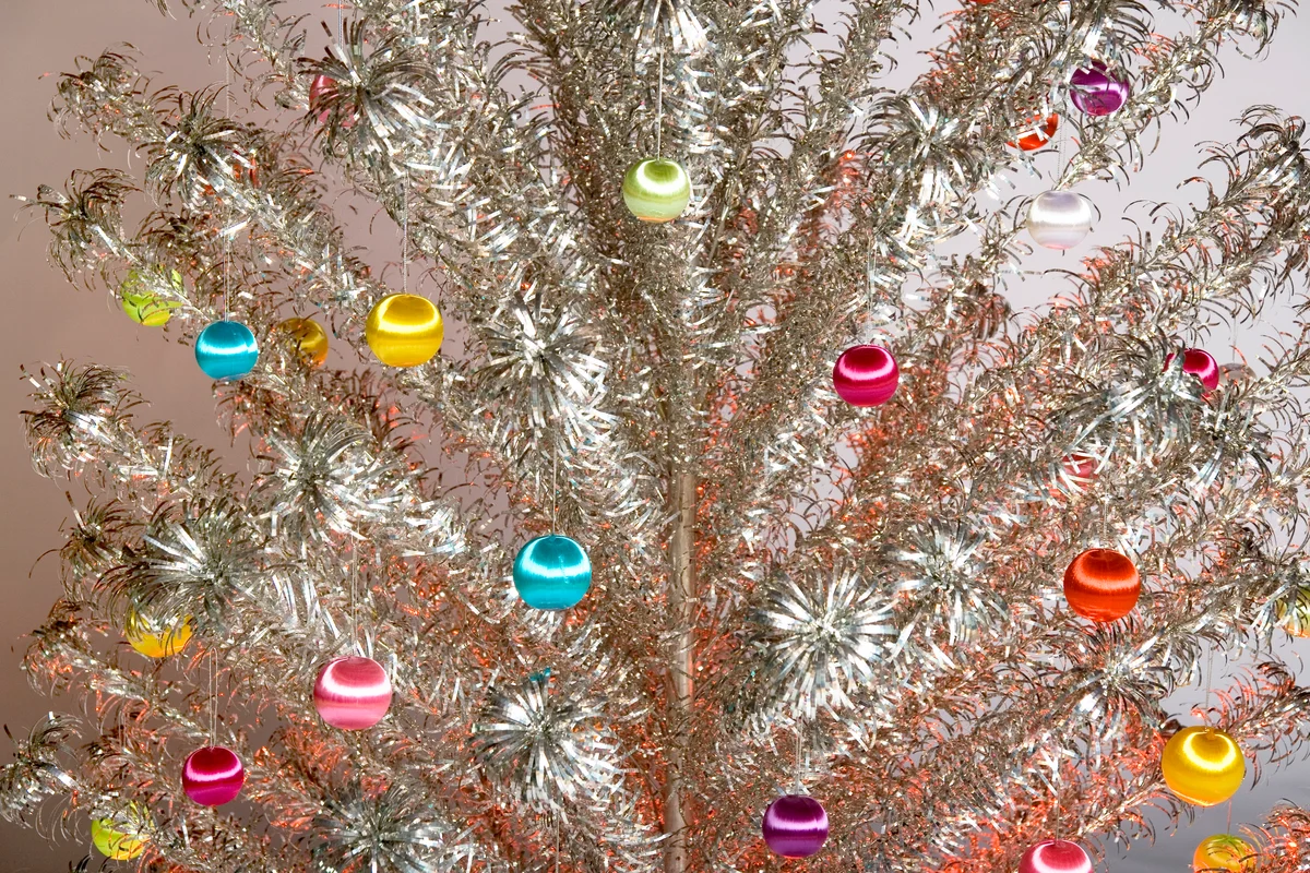 Decorated Aluminum Christmas Tree