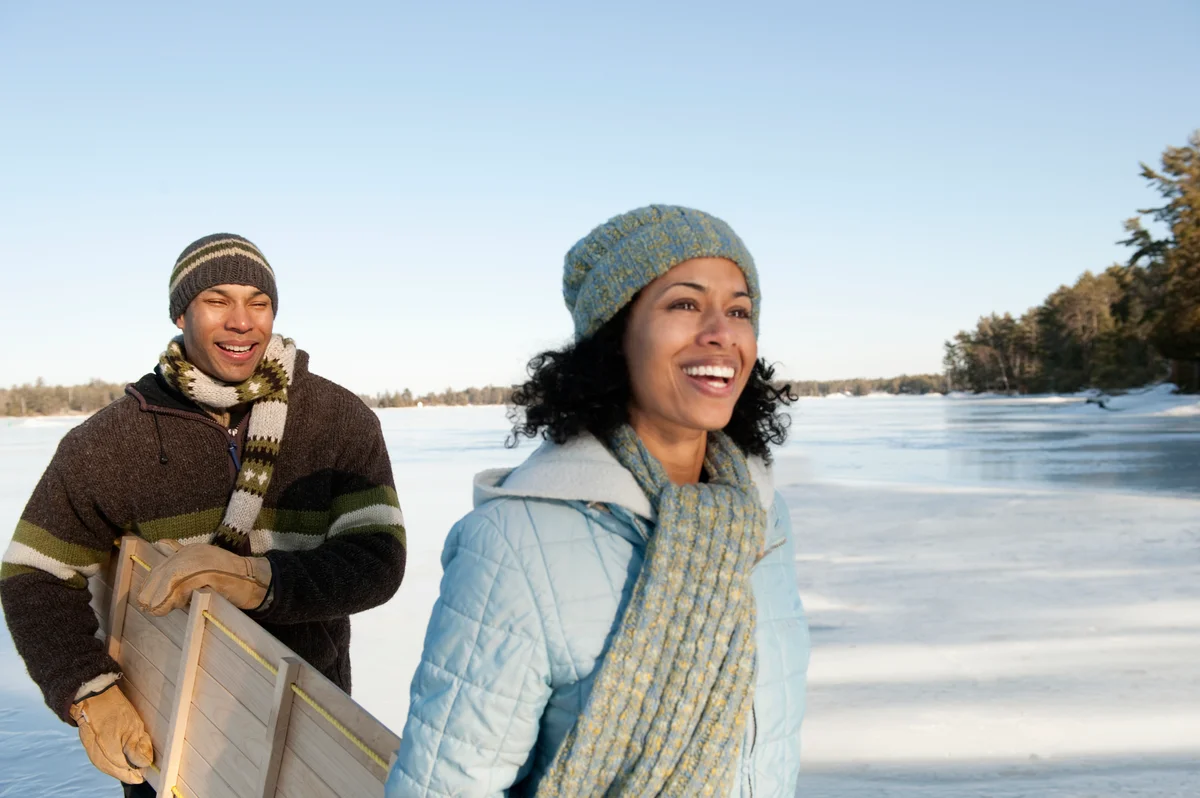 Couple out sledding