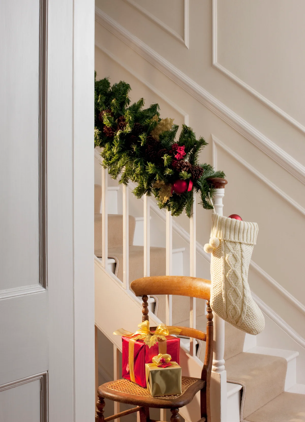 Christmas garland on stairs