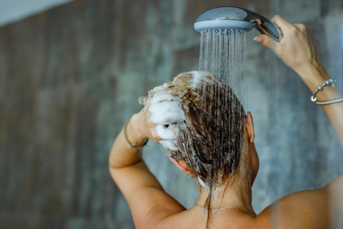 person washing hair