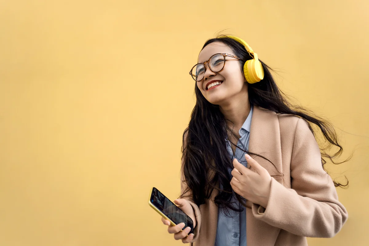 woman wearing headphones