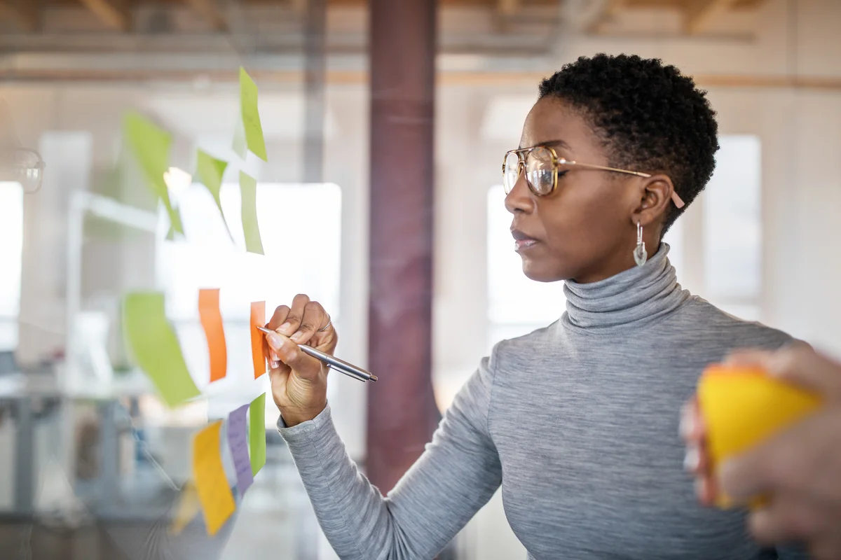 woman leading a brainstorming session