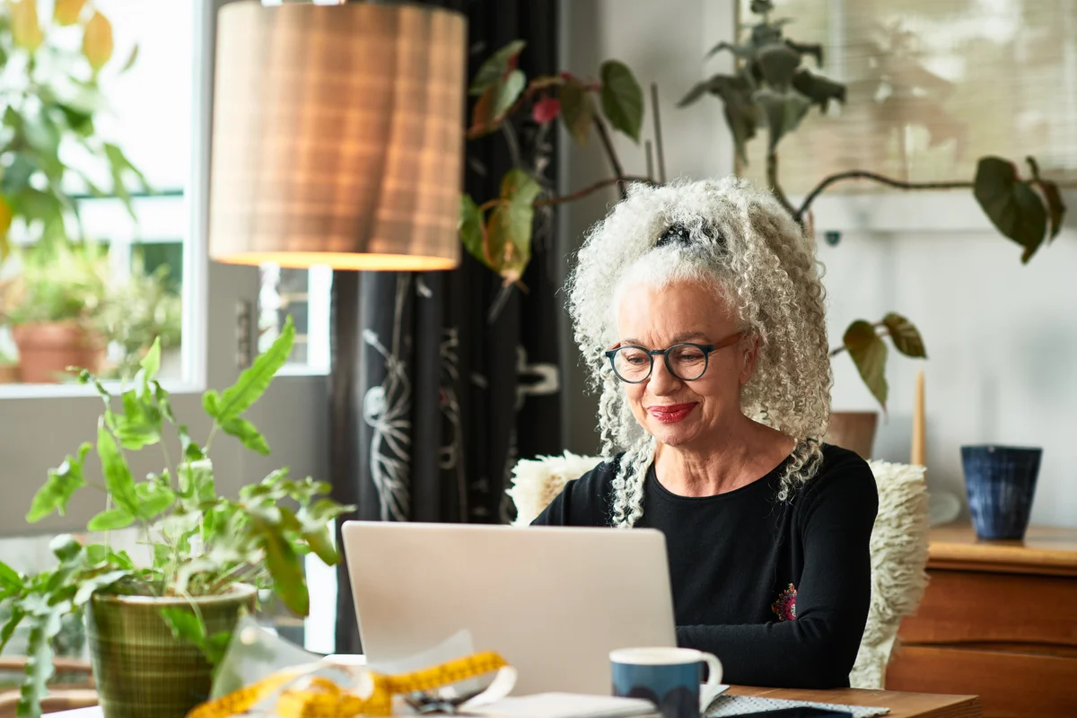 woman working at laptop