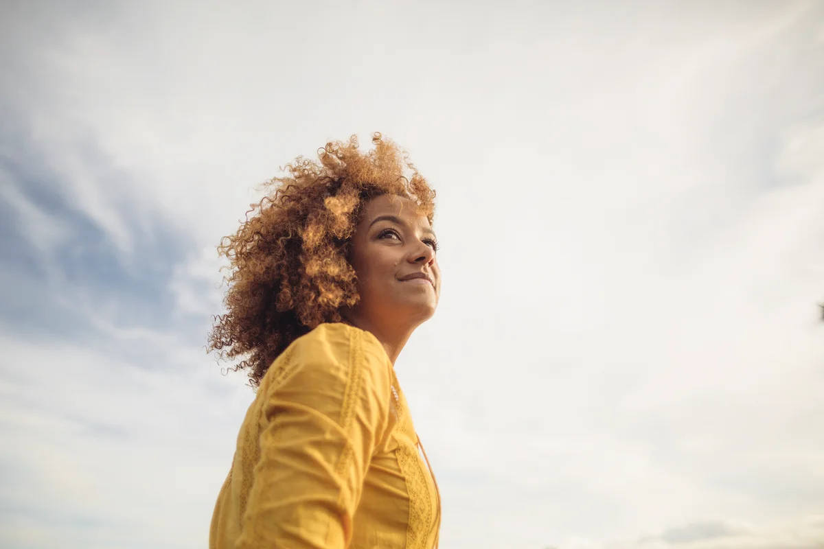 woman with sky overhead