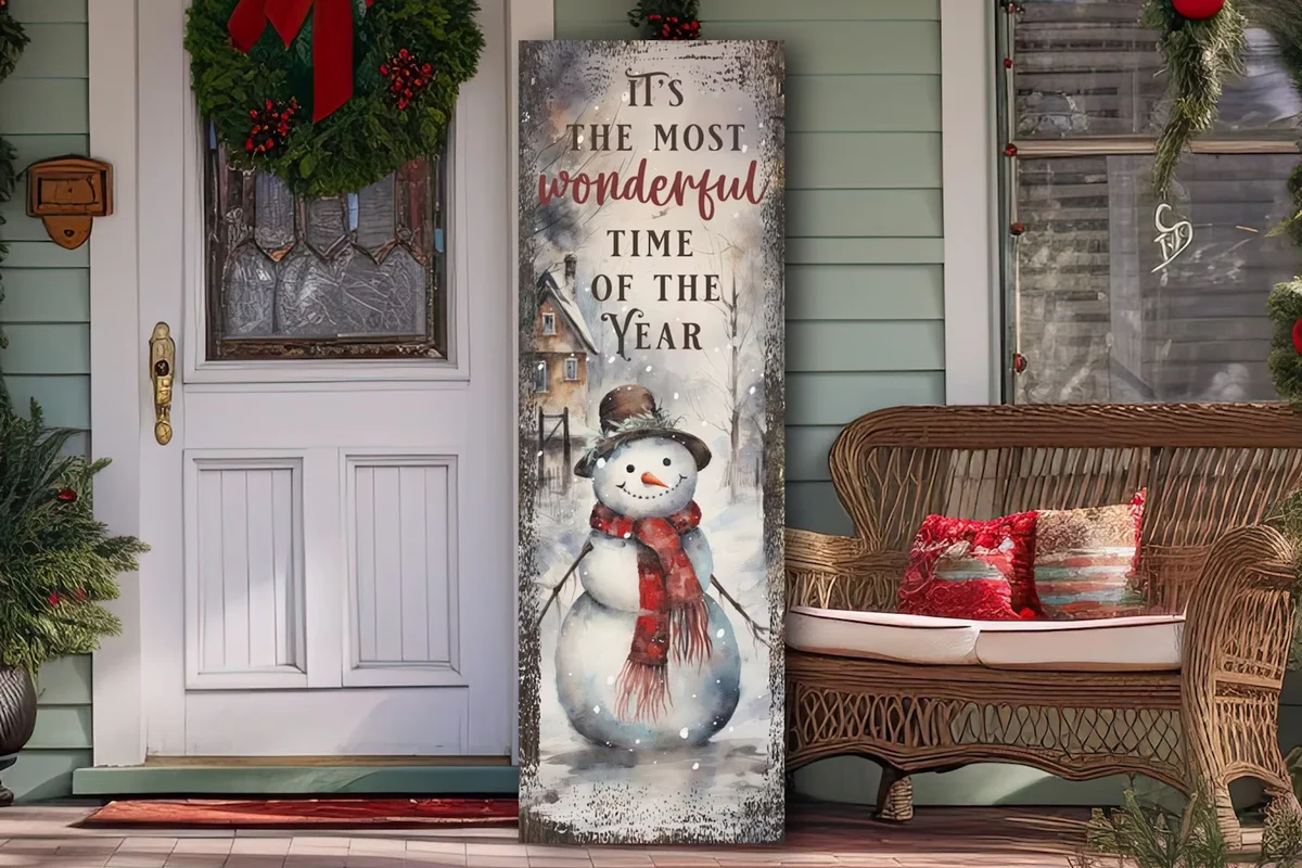 Snowman Christmas Decor Whimsical Winter Seasonal Holiday